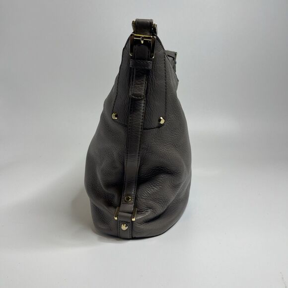 Michael Kors Bedford Large Belted Shoulder Bag Gray Leather Purse Handbag - Picture 4 of 9